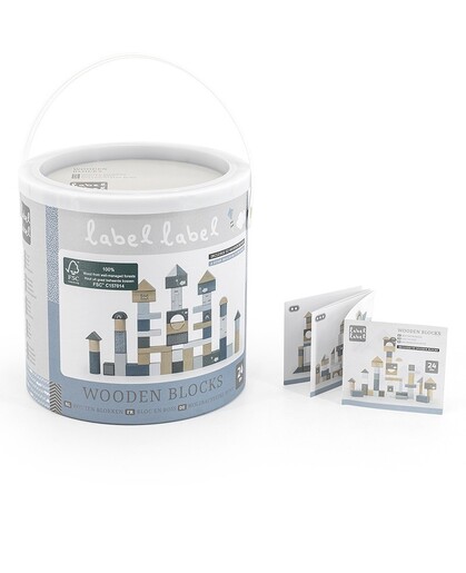 Label Label Drvene kocke za gradnju 50 kom - Blue