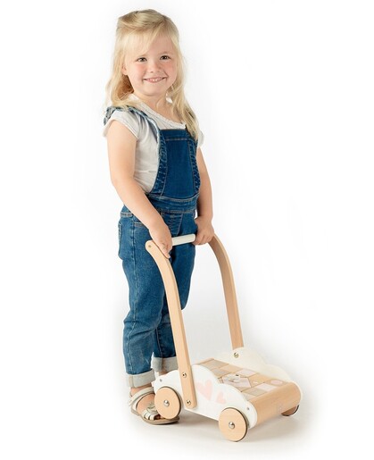 Label Label Drvena edukativna guralica sa kockicama - Pink