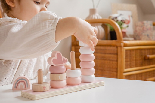 Label Label Drvena didaktička slagalica sa obručima - Pink