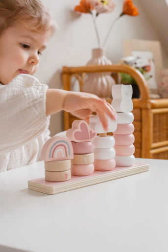 Label Label Drvena didaktička slagalica sa obručima - Pink