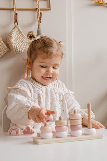 Label Label Drvena didaktička slagalica sa obručima - Pink