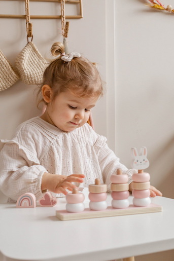 Label Label Drvena didaktička slagalica sa obručima - Pink