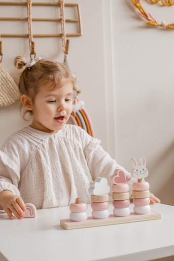 Label Label Drvena didaktička slagalica sa obručima - Pink