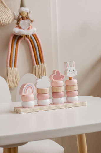 Label Label Drvena didaktička slagalica sa obručima - Pink
