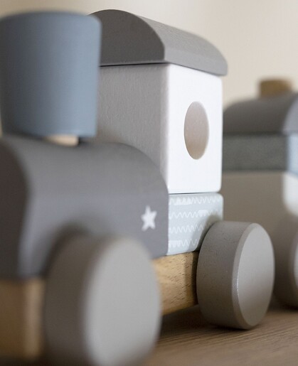 Label Label Drveni didaktički vozić za slaganje - Blue