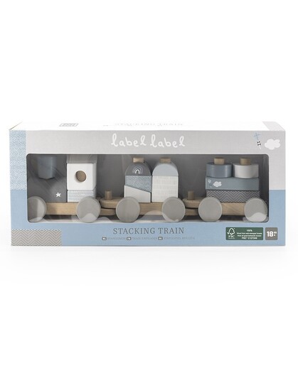 Label Label Drveni didaktički vozić za slaganje - Blue