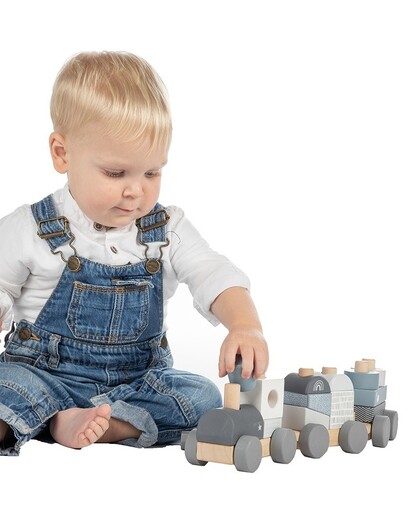 Label Label Drveni didaktički vozić za slaganje - Blue
