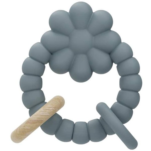 Label Label silikonska Glodalica Grickalica - Cvijet Blue s dva prstena