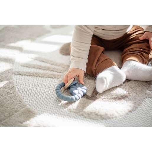 Label Label silikonska Glodalica Grickalica - Cvijet Blue s dva prstena