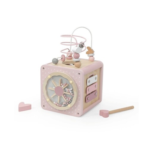 Label Label Drvena aktivnosna kocka - Pink