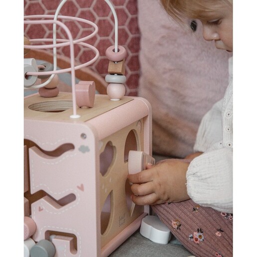 Label Label Drvena aktivnosna kocka - Pink