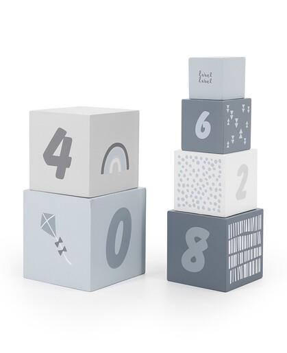 Label Label Drvene kocke za slaganje piramide sa brojevima - Blue