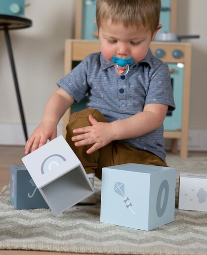 Label Label Drvene kocke za slaganje piramide sa brojevima - Blue