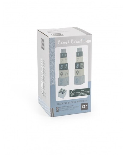 Label Label Drvene kocke za slaganje piramide sa brojevima - Blue
