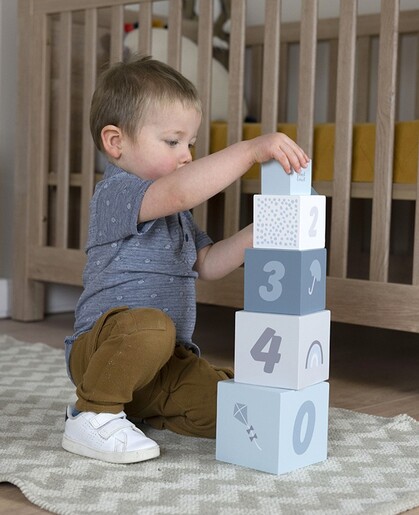Label Label Drvene kocke za slaganje piramide sa brojevima - Blue