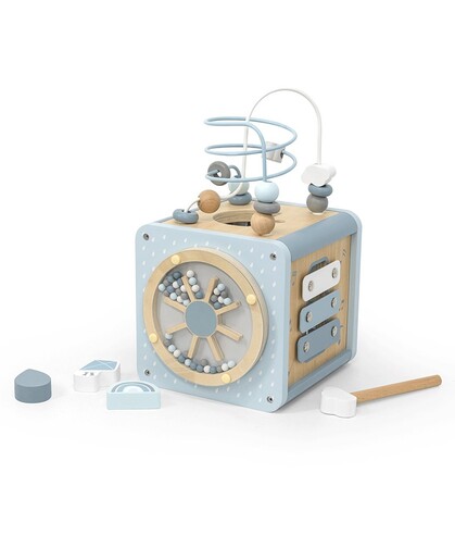 Label Label Drvena aktivnosna kocka - Blue