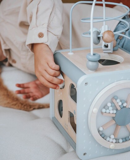 Label Label Drvena aktivnosna kocka - Blue