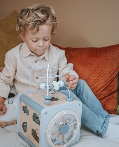 Label Label Drvena aktivnosna kocka - Blue