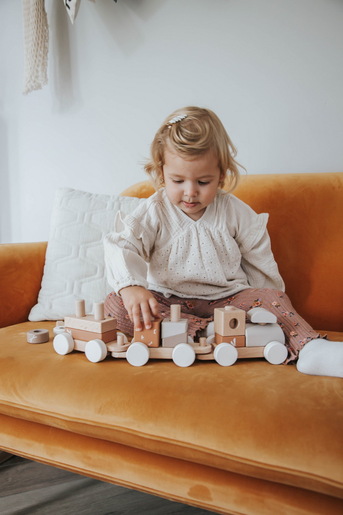Label Label Drveni didaktički vozić za slaganje - Nougat