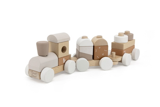 Label Label Drveni didaktički vozić za slaganje - Nougat