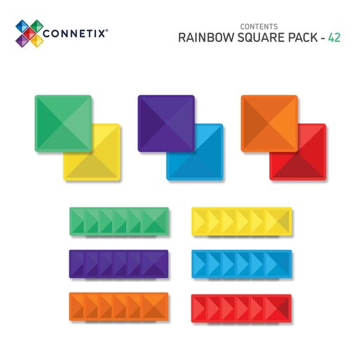 Connetix Tiles - Rainbow set Square (42 kom)
