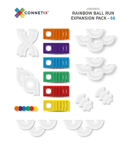 Connetix Tiles - Rainbow Ball Run Expansion set (66 kom)