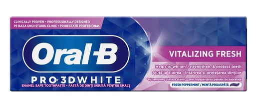 Oral-B pasta za zube PRO 3DWHITE VITALIZING FRESH, 75 ml