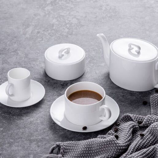 Dalton porculanska espresso šoljica i tanjirić bijeli, set 6 komada