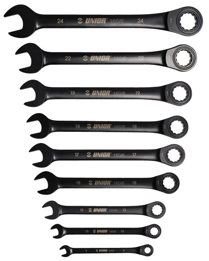 UNIOR Ključevi viljuškasto-okasti, s račnom u kartonskoj kutiji