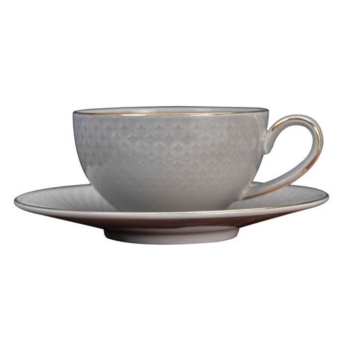 Artascope porculanske cafe šoljice i tanjirići, siva, set 6 komada