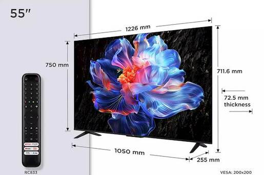 TCL LED televizor 55V6C, AiPQ procesor, 4K HDR, Google OS, HDR10, Smart TV, HVA panel, , Dolby Audio