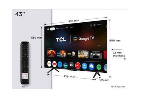 TV TCL 4K QLED 43P71K,  4K Ultra HD, Smart TV, Google TV, AiPQ PRO PROCESSOR, HVA ekran, Dolby Atmos, HDR10, **MODEL 2025**