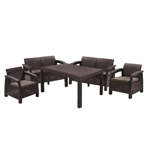 KETER Corfu Fiesta ratan vrtna garnitura – smeđa