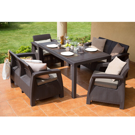 KETER Corfu Fiesta ratan vrtna garnitura – smeđa