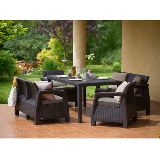 KETER Corfu Fiesta ratan vrtna garnitura – smeđa