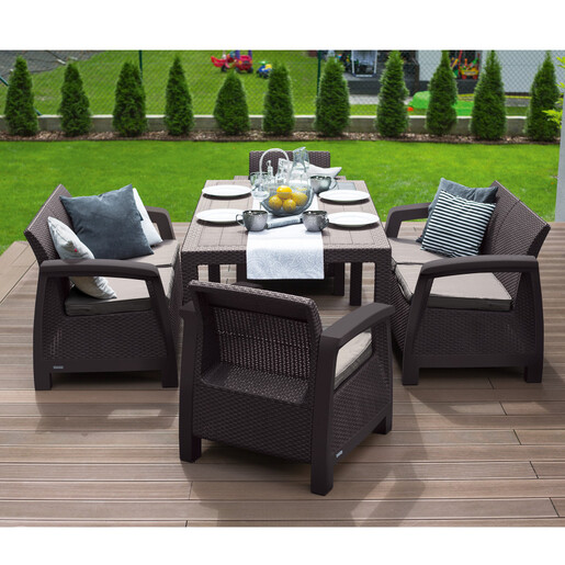 KETER Corfu Fiesta ratan vrtna garnitura – smeđa