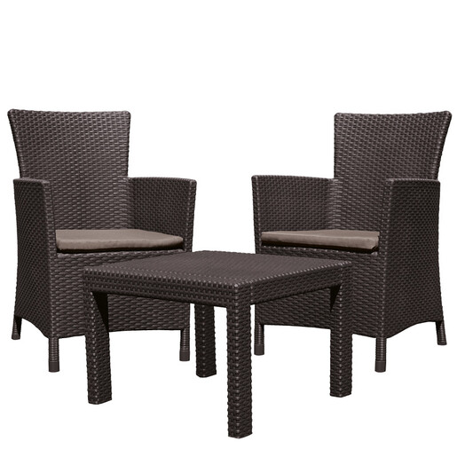 KETER Rosario vrtni ratan set – 2 fotelje i stol, smeđa boja