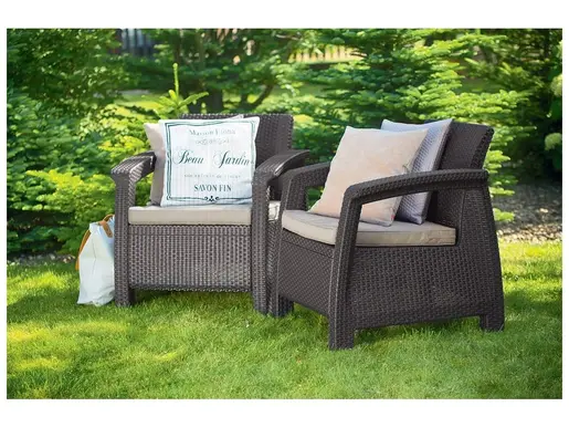 KETER Corfu vrtni set – 2 ratan fotelje, smeđa, 75x70x79 cm