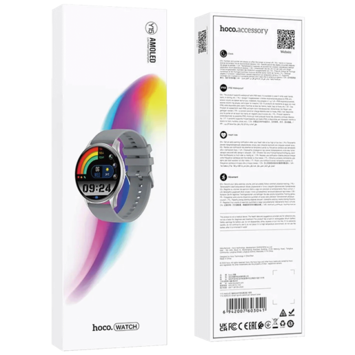 hoco. Sat pametni, 1.43" AMOLED, Bluetooth, IP68 - Y15 Silver