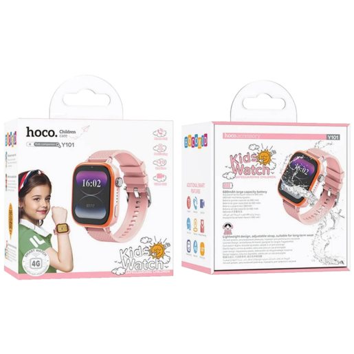 hoco. Pametni sat za djecu, 1.83" ekran, 4G, Nano SIM - Y101 Pink