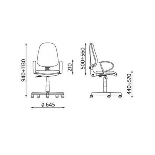 Stolica kancelarijska NS Jupiter CPT PVC baza sa rukonaslonima crna