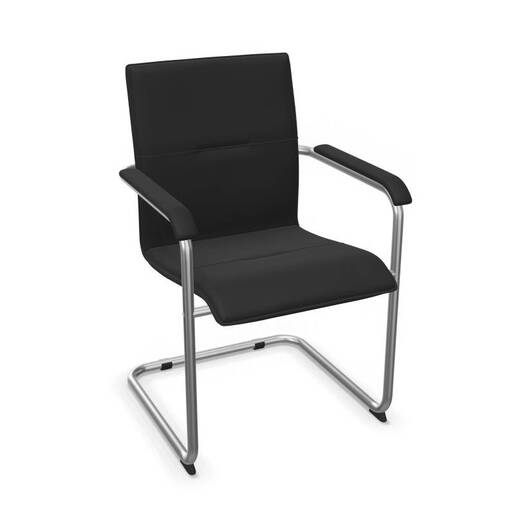 Stolica konferencijska NS Rumba krom sa rukonaslonima eko koža crna