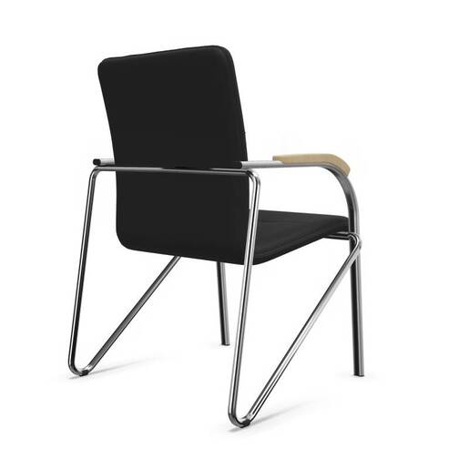 Stolica konferencijska NS Samba krom sa bukva rukonaslonima eko koža crna