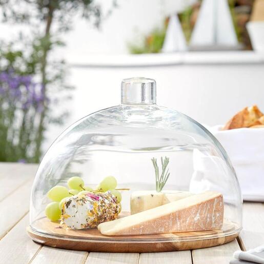 Leonardo drvena daska za sir/staklena kupola CUCINA 2-dijelna