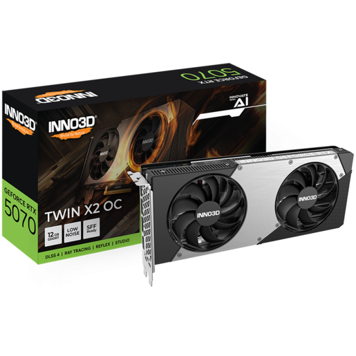 INNO3D grafička kartica NVIDIA RTX 5070 X2 OC 12GB GDDR7 192bit, 2542MHz / 28Gbps, 3x DP, 1x HDMI, 2 fans 2 slot