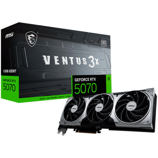 MSI grafička kartica GeForce RTX 5070 12G Ventus 3X OC - 12GB GDDR7 (28Gbps/192-bit), PCIe 5X 16, Boost: 2542 MHz, HDMI 2.1b, DisplayPort 2.1b