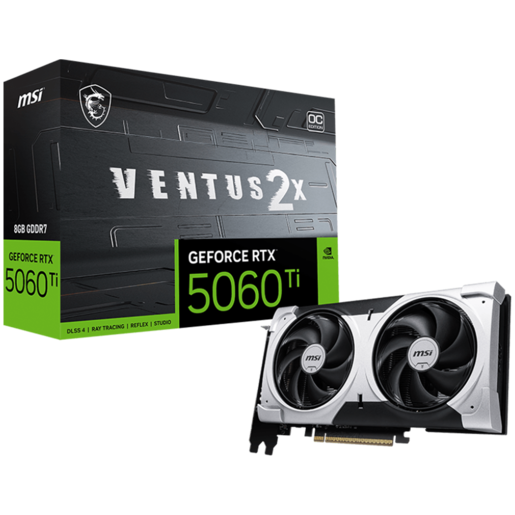 MSI grafička kartica NVIDIA GeForce RTX 5060 Ti 8G Ventus 2X OC Plus GDDR7 128bit Gaming Graphics Card, Boost Clock up to 2617 MHz, PCIe Gen 5, DLSS 4, DP 2.1 x 3, HDMI 2.1 x 1, SFF Ready