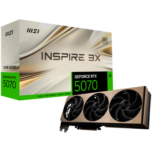 MSI grafička kartica Nvidia GeForce RTX 5070 12G INSPIRE 3X OC (12GB GDDR7/192bit, PCI-E Gen5, 3x DP 2.1, 1x HDMI 2.1, 1x 16-pin Power Connector, Retail)