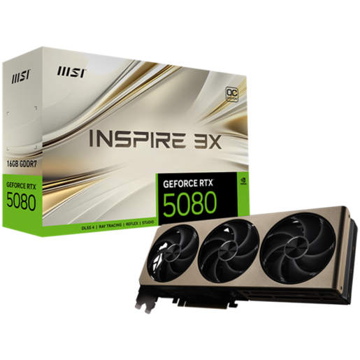 MSI grafička kartica GeForce RTX 5080 16GB GDDR7 PCI Express 5.0 Graphics Card RTX 5080 16G INSPIRE 3X OC