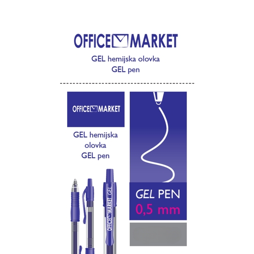 Gel olovka OFFICE MARKET 0,5mm plava 10 komada